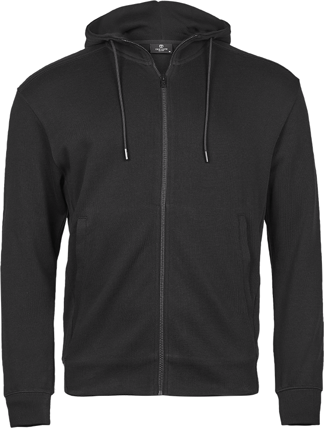 Ribbed Interlock Hooded Full Zip